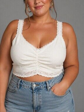 Torrid Ivory Lace Bralette Crop Top Plus Size Floral Lace Wireless Stretch Boho